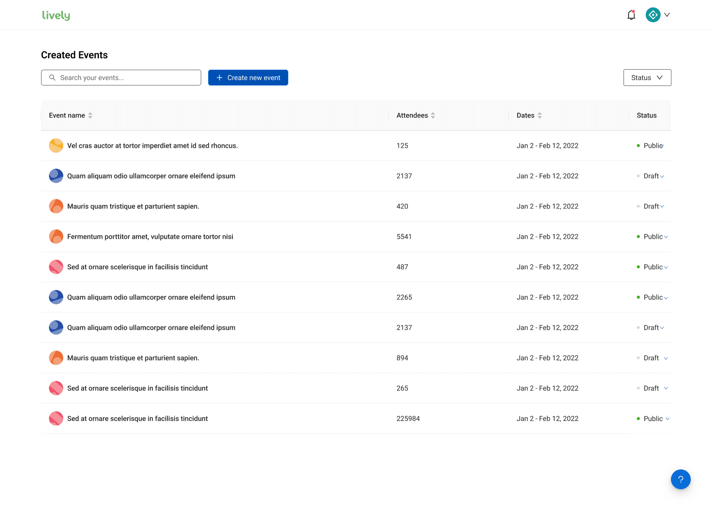 Lively+ platform desktop view